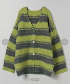 JEANASISブラッシュボーダーオーバーVカーディガンのサムネイル
