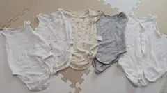 【5枚セット】ユニクロ メッシュ肌着 ＆ ワッフルロンパース（80-90）