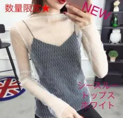数量限定★新品未使用！ ダイヤ柄　シースルーチュールトップス　ホワイト
