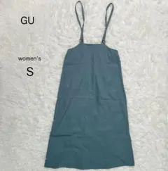 【GU】サスペンダー付き Aライン スカート ワンピース 無地 シンプル