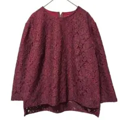 SOFUOL 七分袖 ブラウス シャツ　レース　赤　バックファスナー　Mのサムネイル