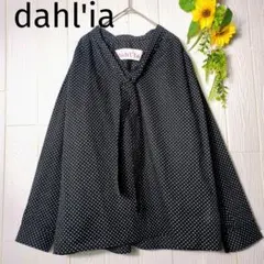 dahl'ia ダリア　ボウタイブラウス　トップス　ドット　黒×白　水玉　綿　F