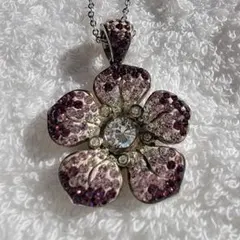 花型 ネックレス ピンクストーン シルバー