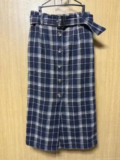 レディース タイトスカート チェック柄 ネイビー