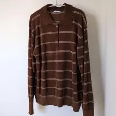 JOURNAL STANDARD ベロアニットロングスリーブポロシャツ　ブラウンのサムネイル