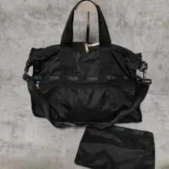 美品　レスポートサック ボストンバッグ　2WAY ブラック ナイロン　ポーチ付き