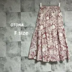OTONA 赤白花柄ロングスカート ティアードデザイン 華やか F 綿100%のサムネイル