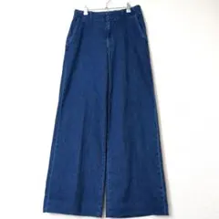 ​美品　ユニクロ ワイドトラウザージーンズ 大人気神デニム　BLUE Lサイズ