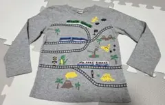 電車プリント グレー 長袖カットソー　110cm