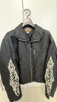 Harley-Davidson フレイム刺繍ナイロンジャケット 一部日焼け