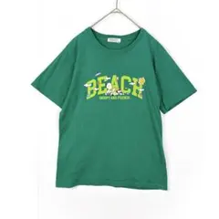 PEANUTS プリントTシャツ スヌーピー M グリーン