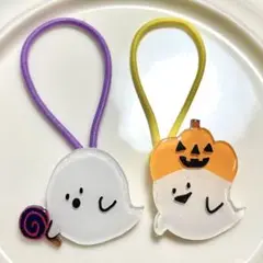 No.70 ハロウィン　おばけ　魔女　カボチャ　キッズヘアゴム　キャンディ
