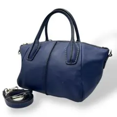 良品 1079 TOD′S D-Styling Dバッグ 2way レザー 青