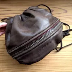 LOEWE ロエベ ヴィンテージ ナッパレザー 巾着 ショルダーバッグ ブラウンのサムネイル