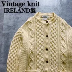 aran craft ショールカラーカーディガン アランニット グリーン XL 