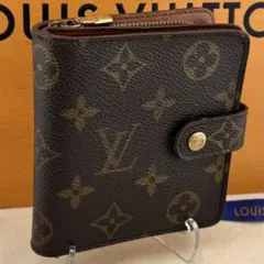 美品 ルイヴィトン コンパクトジップ モノグラム 二つ折り財布 男女兼用