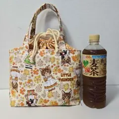 KOKKAさんのねこ柄生地 トートバッグ コヤンイサムチョンマスコット