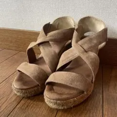 GAIMOブラウン スエード クロスストラップ サンダル エスパドリュー　夏用