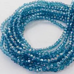 hu536/SALE！ガラスビーズ◇キラキラ多面カット ブルー系 10連