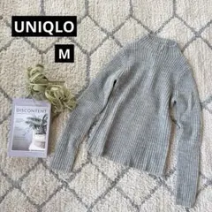 【ユニクロ】リブモックネックセーター（長袖）レディースM ウール混