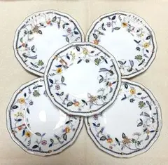 NARUMI ナルミ　十角花・鳥柄 ケーキ皿 5枚セット　新品未使用