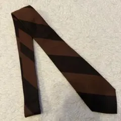 オレンジ×ブラウン ストライプ ウールシルクネクタイ