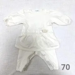 ファミリア　長袖カバーオール　70 ホワイト　ラメ　秋冬春