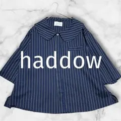 haddow】ハドゥ 大きな丸襟のストライプ柄ブラウス 3 ネイビー バスコ 