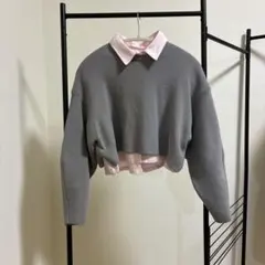 NATURAL BEAUTY BASIC クロップドニット＆シャツセット