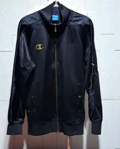 Champion チャンピオン トラックジャケット L 黒 ゴールドロゴ スリム