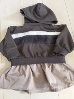 【COMME CA ISM】 ブラウン フード付きパーカー スカート付き