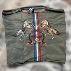 Ball & Chain エコバッグ オリーブグリーン　馬　M