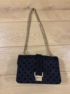 ZARA ドット柄 ショルダーバッグ チェーンバッグ ブラックのサムネイル