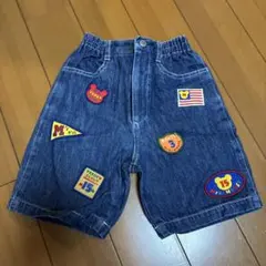 MIKIHOUSE デニムハーフパンツ カラフルパッチ付き