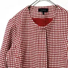⭐️希少✨TALBOTS 【12】ノーカラージャケット ドットレッド ウール混