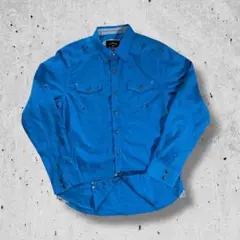 US輸入ワークシャツ LR SCOOP ブルー Mサイズ 春夏シャツ