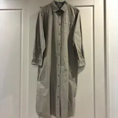 無印　ストライプ 長袖シャツワンピース Lサイズ