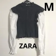 ZARA シャーリングブラウス　Mサイズ　綿100%のサムネイル