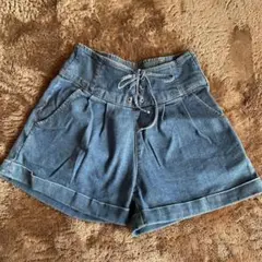 ハイウエスト デニムショートパンツ