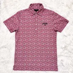 キャロウェイ　メンズ　callaway 半袖ポロシャツ　花柄　ピンク　M