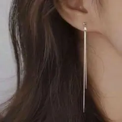 No.Q84 シルバー 上品 エレガント ロングピアス スネーク チェーン 華奢