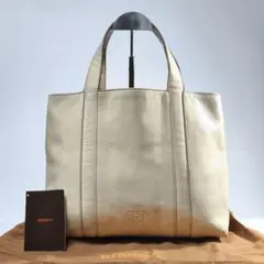 【美品】HIROFU ヒロフ トートバッグ Hロゴ 本革 レザー アイボリー