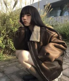 Meari cheek anyonemore スエード ブルゾン ジャケット 茶 - メルカリ