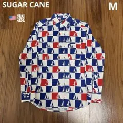 シュガーケーン シャツ 長袖 ヨット柄 M コットン チェック USA製
