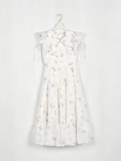 evelyn オリジナルリボン柄ワンピース アイスブルー F