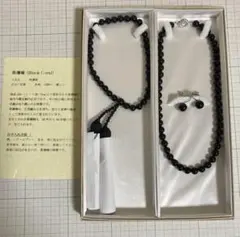 天然ジェット ネックレス イヤリング 念珠 タイビン セット JET 