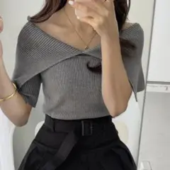 GRL ビッグカラーリブニットトップス[dr616a]