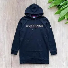 アウトドア カモフラロゴ スウェットパーカーワンピース M ネイビーのサムネイル