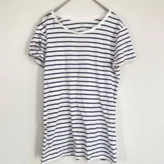 GAP ボーダー 半袖Tシャツ S 白紺 春夏 定番　ダメージ