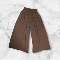 ​【Y2K モード】ワイドパンツ ガウチョ 通勤 モカブラウン L 着痩せ